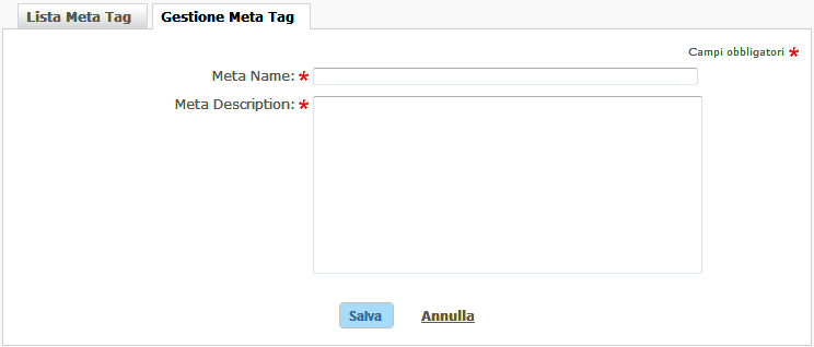 Gestione Meta Tag